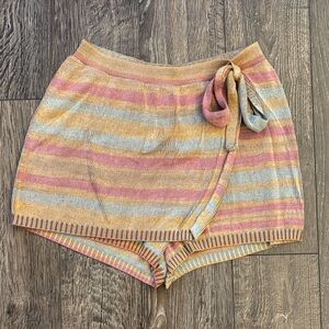 Free People Pastel Stripe Knit Skort - Pink, Yellow, Blue